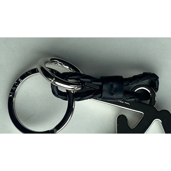 Ferragamo Mens Silver Logo Black Leather Keyring w/ Gift Box - Picture 6 of 7